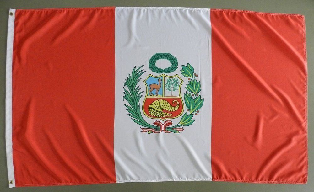 Peru Flagge 90 X 150 Cm – Polyester, Doppelt Umsäumt, Mit 2 Messingösen