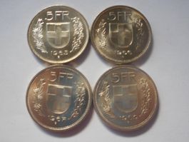 4 x 5 Fr. silber 1965/66/67/69