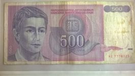 Billet banque Ex-Yougoslavie 500 Dinars 1992 BE