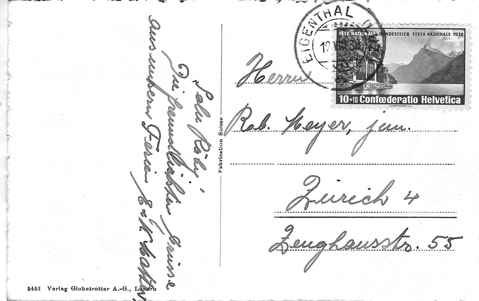 Cartoline postali: Eigenthal / Eigental  LU    1938 – Usato da Flums venduto da Guscha1 1