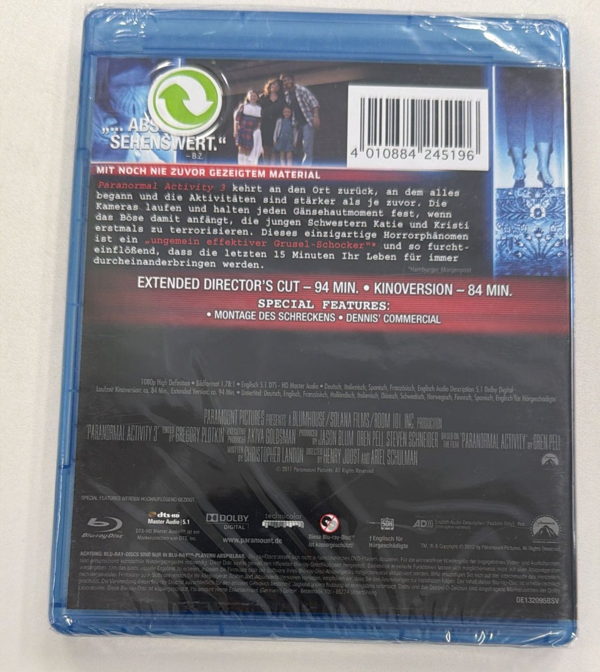 Tous les DVDs: PARANORMAL ACTIVITY 3 BLU-RAY – Neuf avec emballage d'origine à Zürich par freioccasionen 1