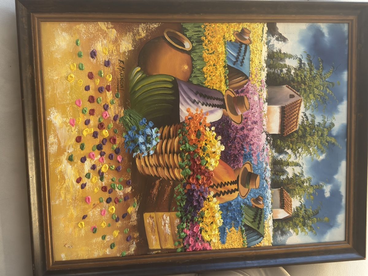 Dipinti: Ölgemälde "Blumenpflücker" von E. Miranda, Vintage Zustand – Usato da Horw venduto da abc_b5tj 4
