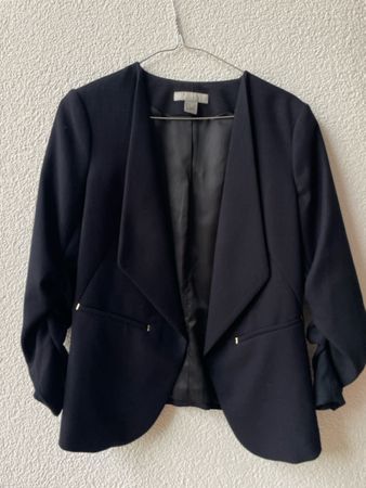 Dunkelblauer Blazer mit Raff-Ärmeln - Grösse 38