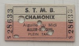 Ticket STMB Chamonix Aiguille du Midi Aller-Retour - 1975