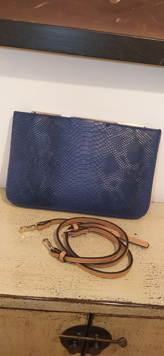 Zara Borse da donna: Clutch Bag - Blue Python Look – Usato da Basel venduto da beg_6v7r