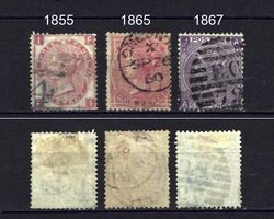 England 1855/1865 und 1867 gestempelt