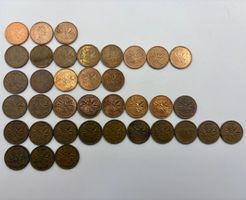 Collection de 37 pièces de 1 cent, Canada, dès 1953