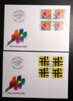 1991 4 FDC mit Viererblöcken Zeitgenössische Kunst