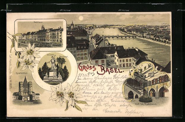 Ansichtskarten: Litho Basel, Rathhaus, Spalentor, St. Ja – Gebraucht aus Berlin von bartko-reher