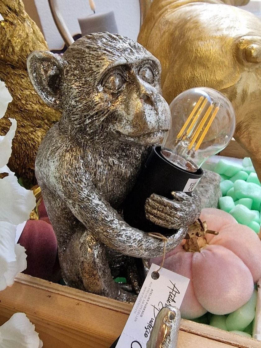 Lampen: Lampe Äffchen silber – Neu und originalverpackt aus Schaffhausen von AtelierPudesco 3