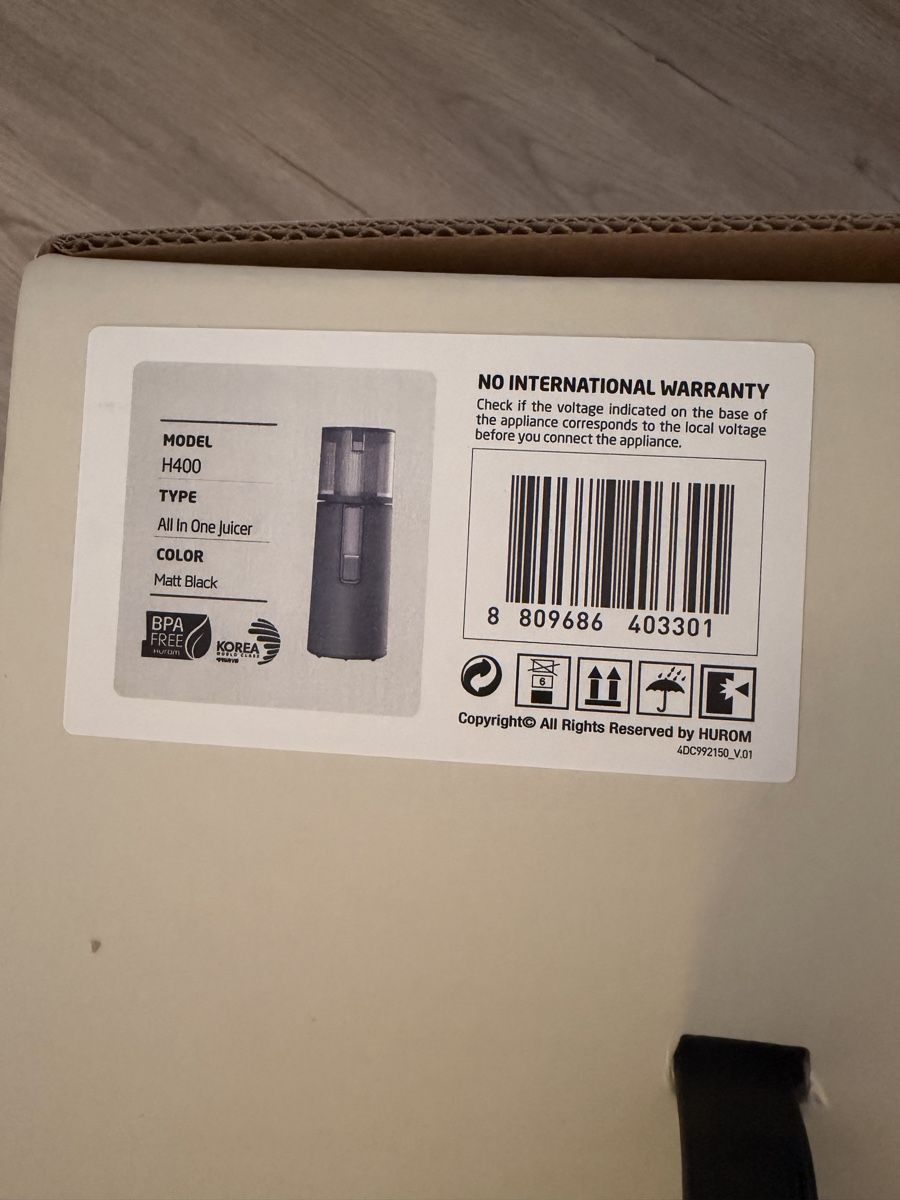 Hurom Elettrodomestici da cucina: Hurom H400 Entsafter | Originalverpackt  – Nuovo e nell'imballaggio originale da Stetten AG venduto da ram_88mb 1