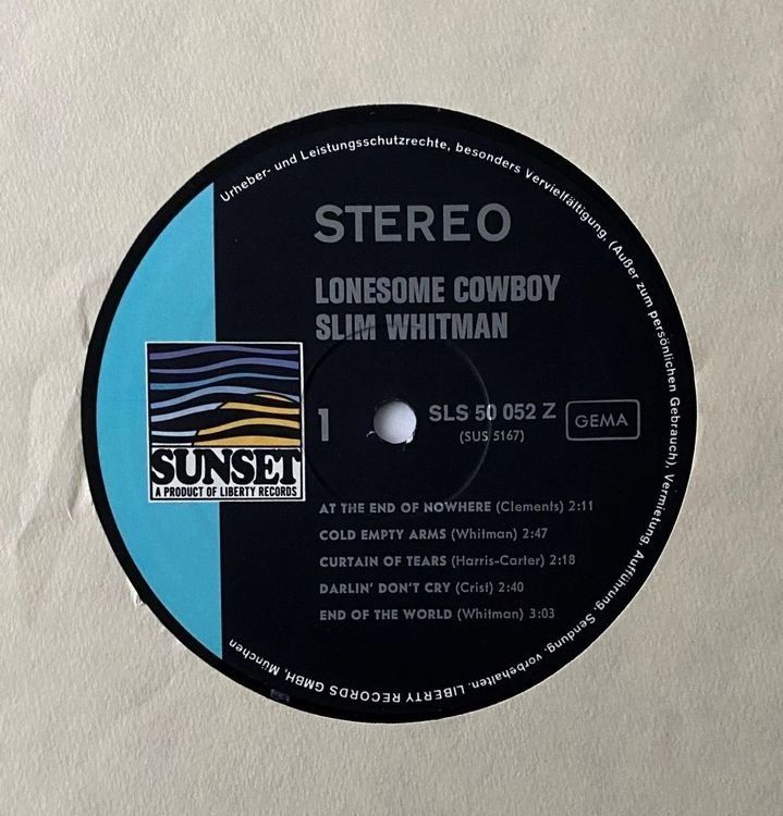 Dischi in vinile: Slim Whitman, Lonesome Cowboy – Usato da Flums venduto da Empe1 2