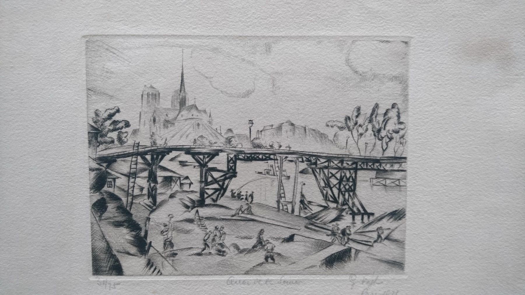 Grafica & Litografie: Antike Litho Paris "Quai de la Seine"  1925. Handsigniert – Usato da Zürich venduto da Rst7
