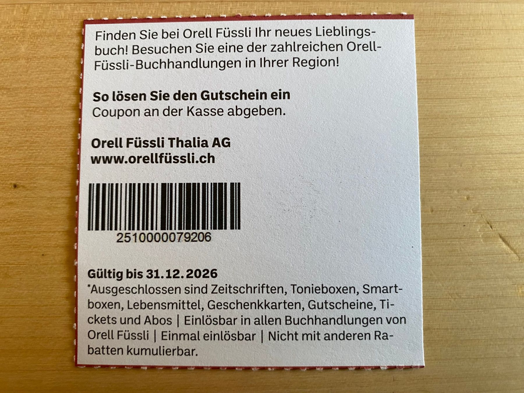 Buoni: Gutschein 20% Orell Füssli – Nuovo (secondo la descrizione) da deitingen venduto da popcorn02 1
