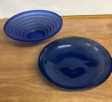 Glasschalen, Dekoschalen, blau getönt