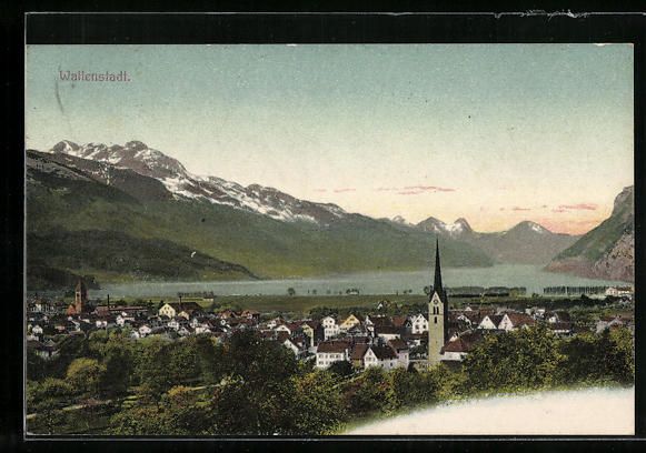 Cartoline postali: AK Wallenstadt, Teilansicht – Usato da Berlin venduto da bartko-reher