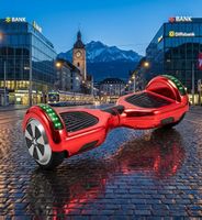 Rot Metallic Hoverboard mit LED, Neu