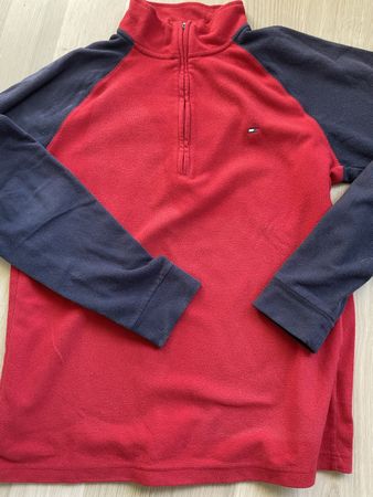 Tommy Hilfiger Fleece Pullover Rot/Navy Gr. L Top Zustand!