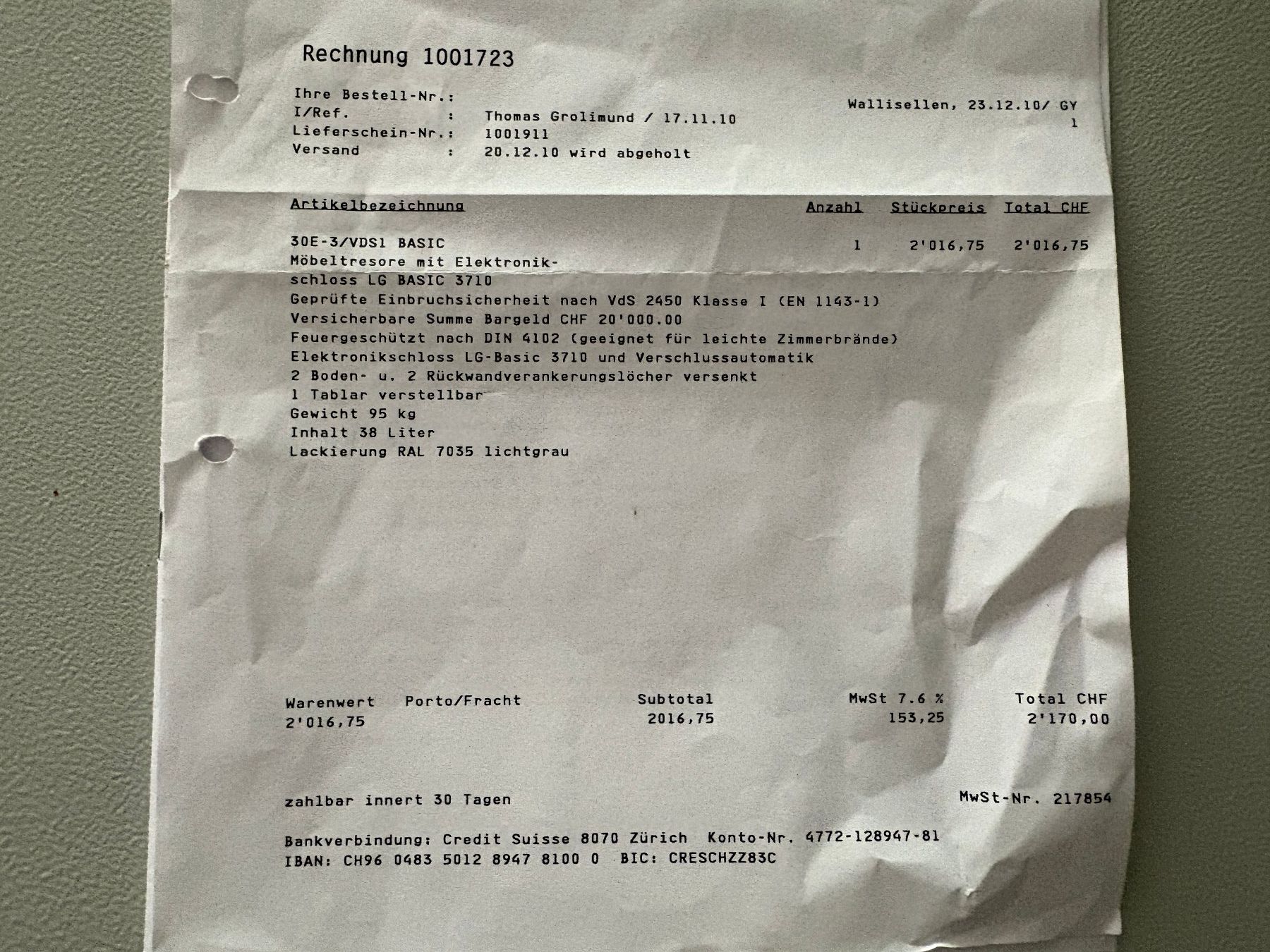 Tresor: Tresor Securama / Rieffel – Neu (gemäss Beschreibung) aus Dornach von Hofleur 2