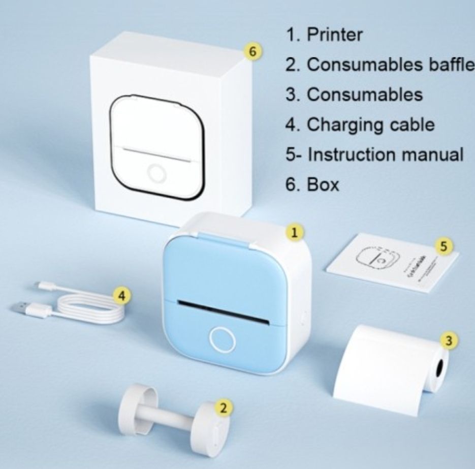 Stampanti: Phomemo T02 Bluetooth Thermodrucker inkl. 3er Papier-Set – Nuovo e nell'imballaggio originale da Dachsen venduto da Topparts1 3