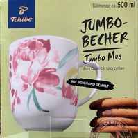 6 x "Jumbo Mug" Jumbo-Tassen, Porzellan, Aquarelldeko, 500ml
