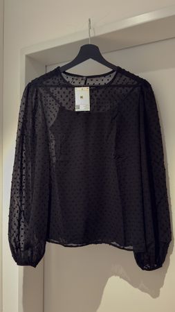 Bluse mit Untertop in Schwarz NEU M