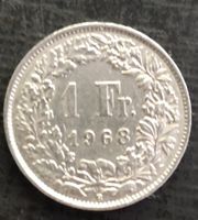 Schweizer 1 Franken Münze Jahrgang 1968