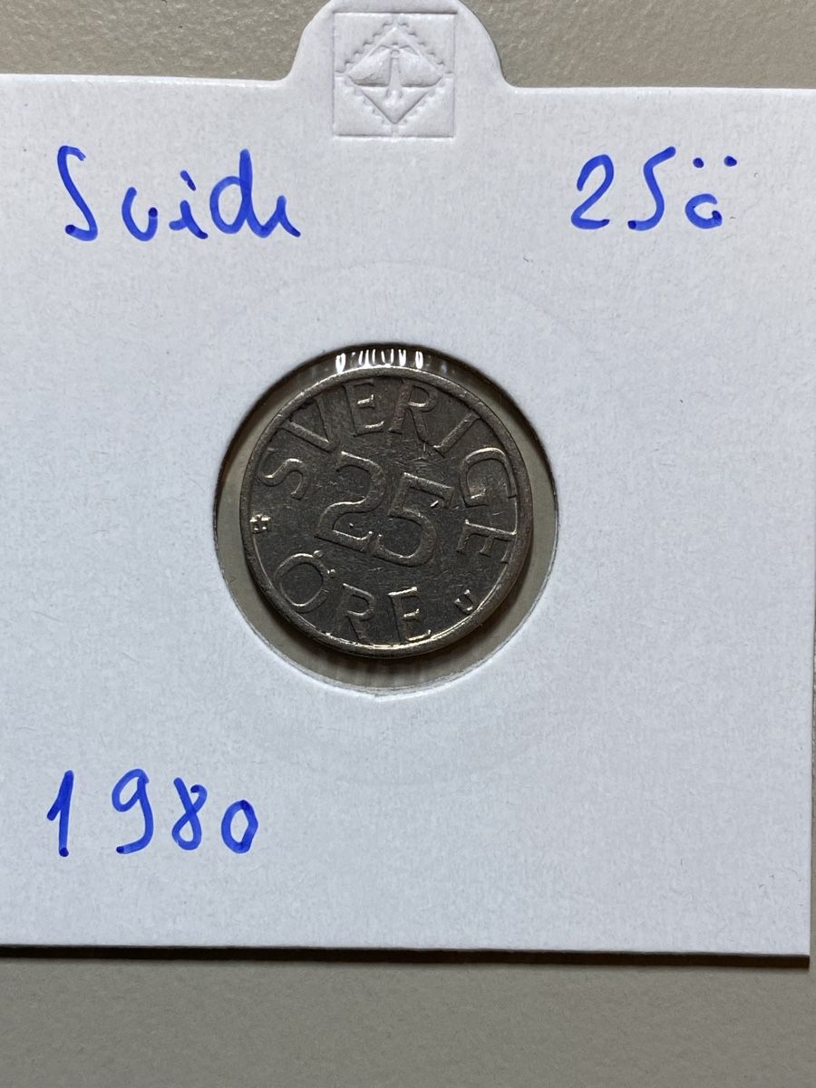 Tutti le monete: Suède - 25 Öre - 1980 – Usato da Payerne venduto da Mike1682