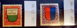 PJ 1919/20, ZNr.J13 + J17, Waadt + Tessin ungeb. Fr.30.00
