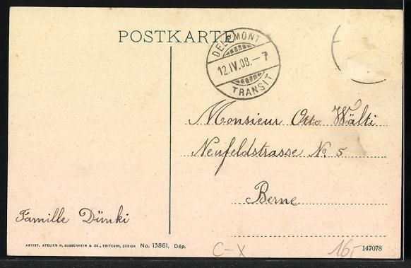 Cartoline postali: AK Delémont, Quartier de la gare, 1908 – Usato da Berlin venduto da bartko-reher 1