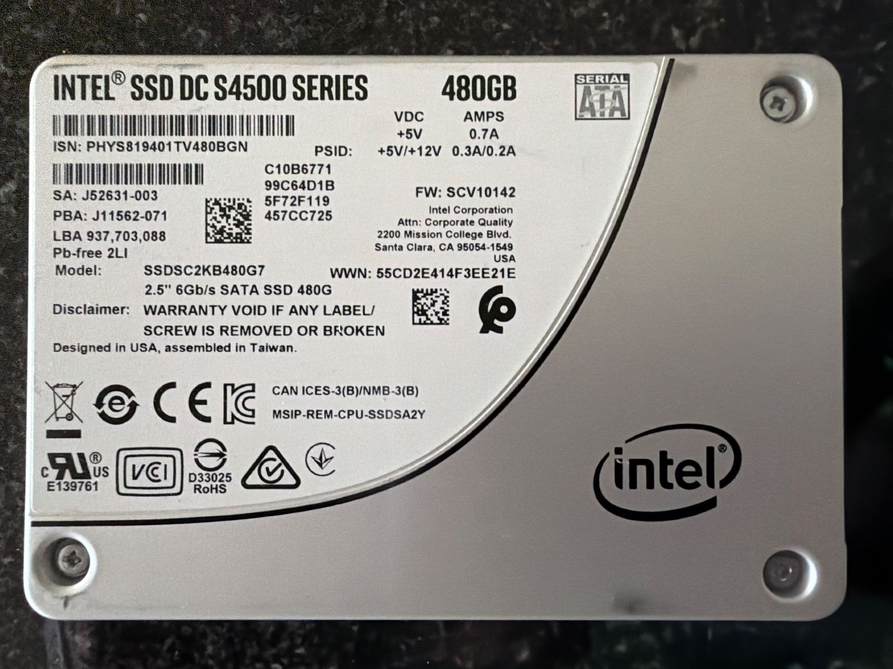Intel Disques durs: Intel SSD 480GB 2.5" SATA SSD – D'occasion à Glattpark(Opfikon) par Golghot92