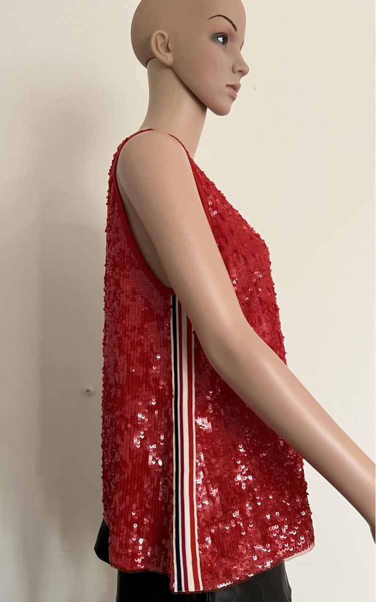 Marc Cain Tops: Marc Cain Pailletten Top, rot, 3/38 – Gebraucht aus Bergdietikon von pinkerton13 1