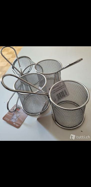 Ciieeo 2x Pommes-Frites-Ständer Aus Edelstahl - Praktische Servierkörbe Mit Saucenlöffel