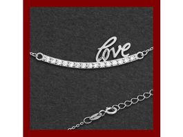 Collier 42 + 5cm "Love" Silber 925 mit Zirkonias