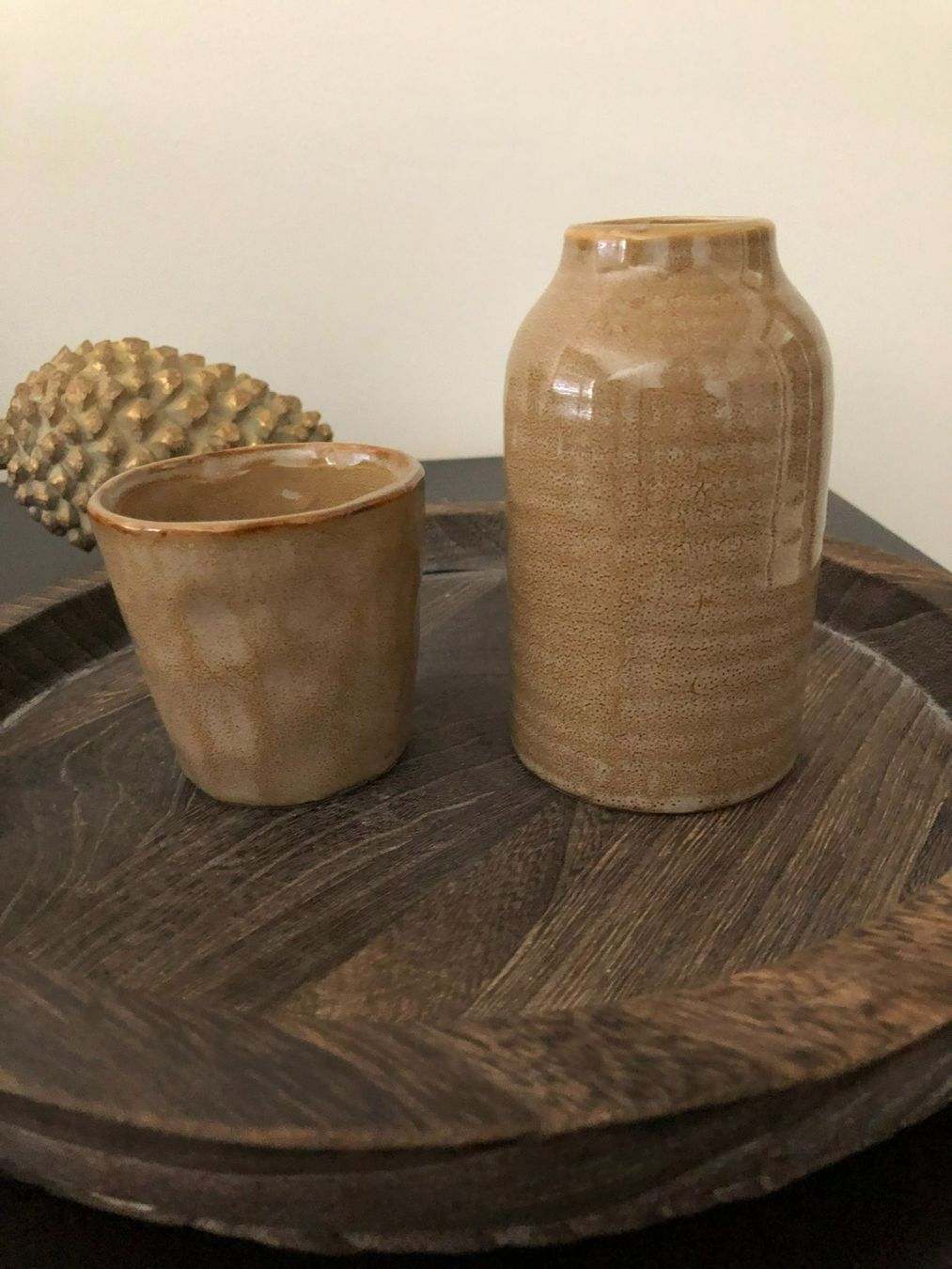 Vasen & Gefässe: Teelichthalter + Vase mit ockerfarbener Glasur von Esmèe – Neu (gemäss Beschreibung) aus Bellinzona von JackieBlue 1