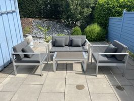 Garten Lounge Aluminium Polster Grau