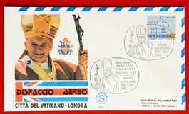 VATIKAN ENGLAND FLUGPOST PAPST FLUG ALITALIA ROM LONDON 1982