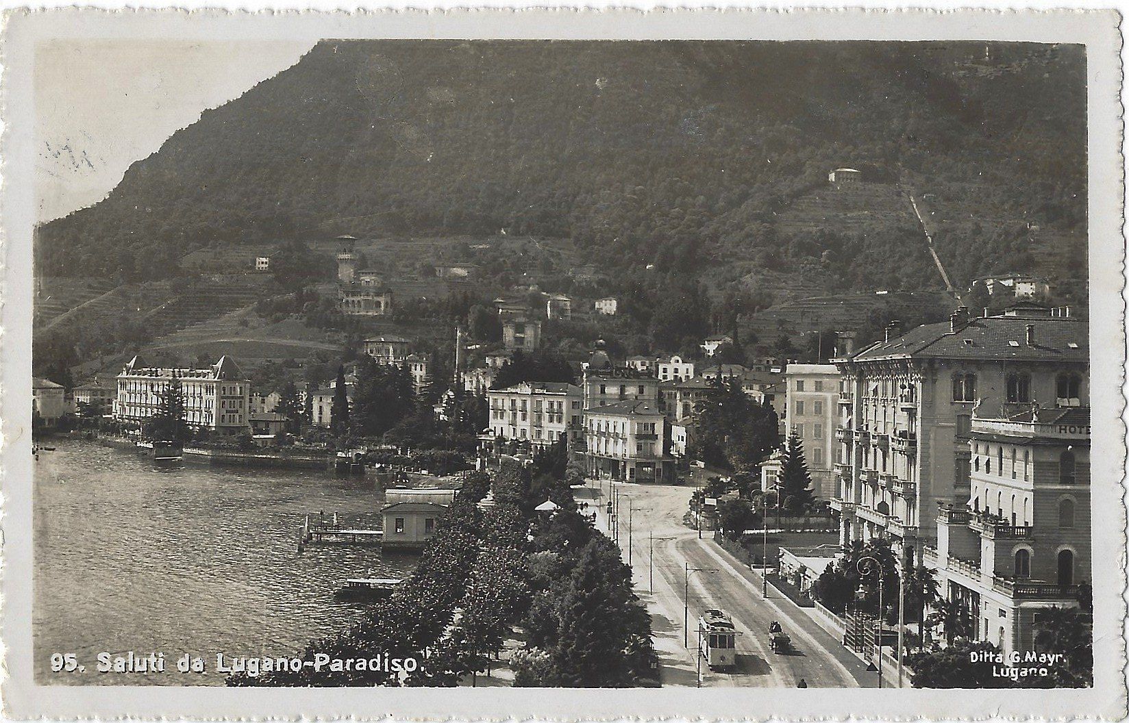 Cartoline postali: 95.  Saluti  da  Lugano-Paradiso. – Usato da Bütschwil venduto da Jackson1A