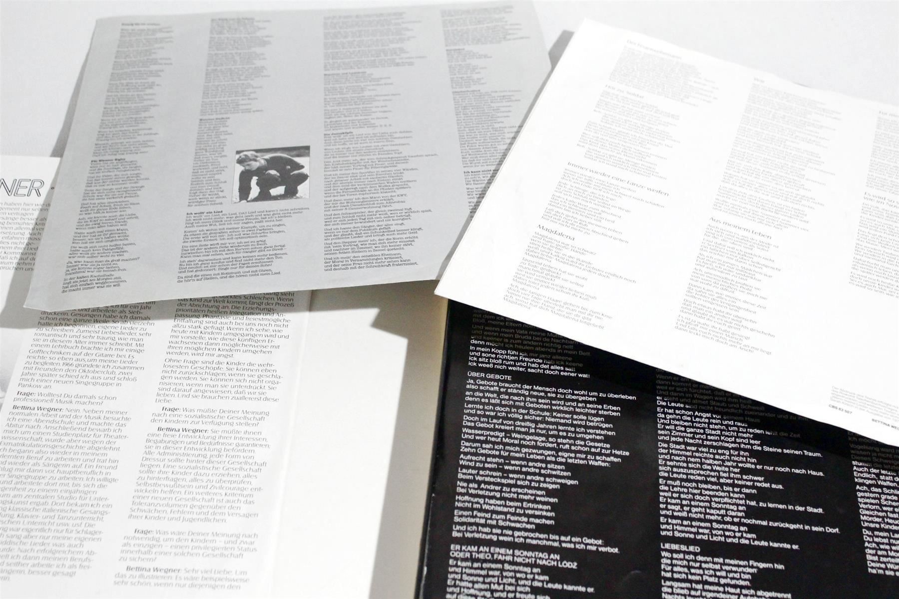 Libri: BETTINA WEGNER: Lieder und Gedichte – Usato da Bern venduto da vinyl-heaven 9