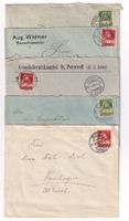 1915-1930 5 Briefe mit Tell-Frankatur, schön gestempelt