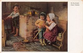 Kunst-AK, H. Kaulbach - Zwei Feinde, Deux ennemis, gel. 1925