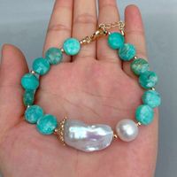 Wunderbar Amazonit Perlen Armband und Perle 20.3 cm Bracelet