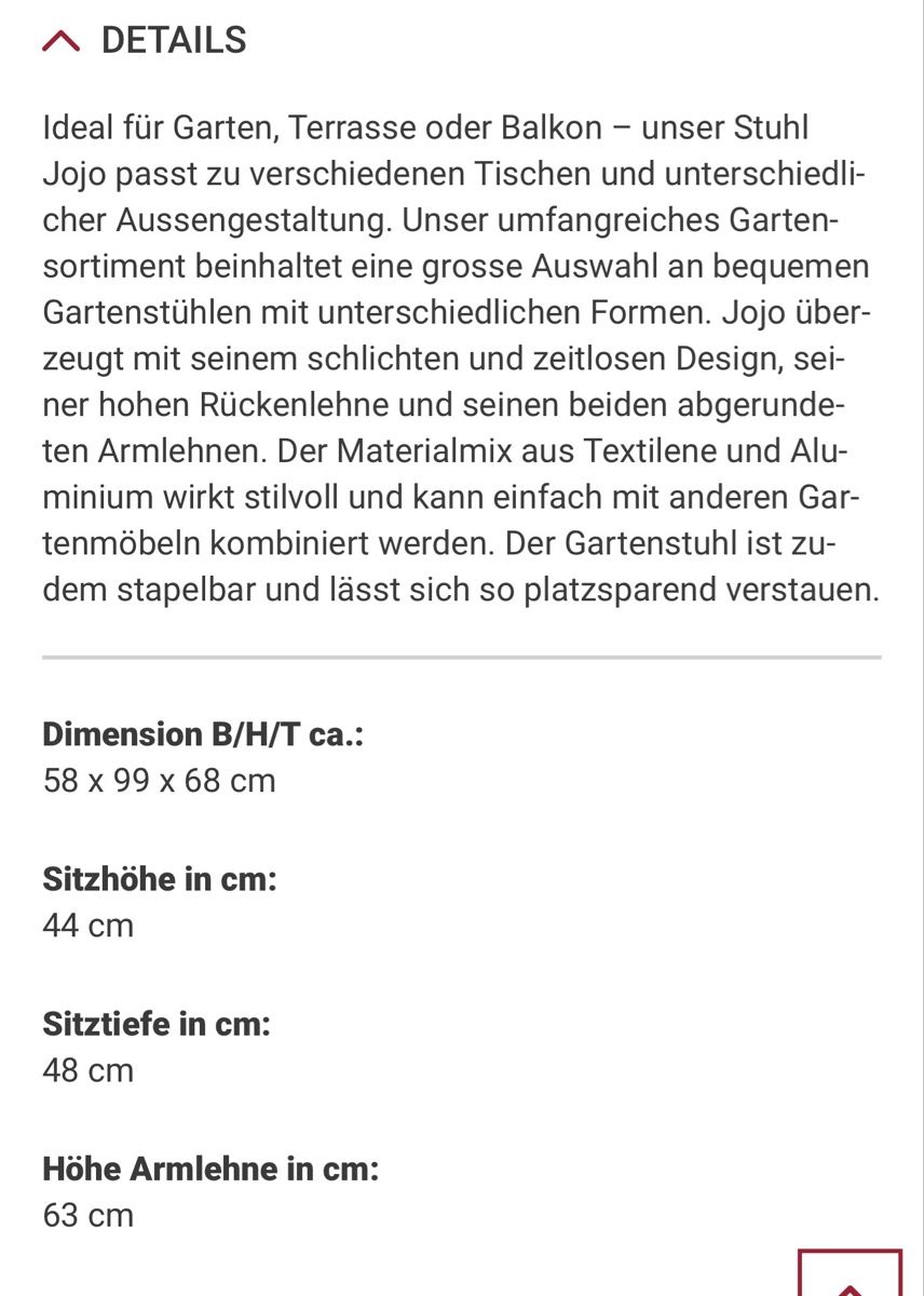Chaises: Gartenstuhl antrazith 6 Stück – Neuf avec emballage d'origine à Tägerwilen par marvin69 4