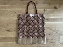 Khasto Shopper / Stofftasche: Bordeaux & Gold