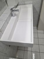  Waschbecken 100x40x14 cm Weiß  mit Bad-Wasserhahn 