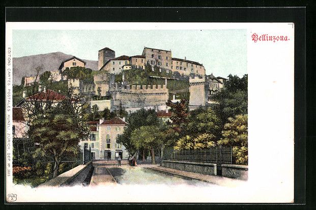 Ansichtskarten: AK Bellinzona, Ortspartie – Gebraucht aus Berlin von bartko-reher