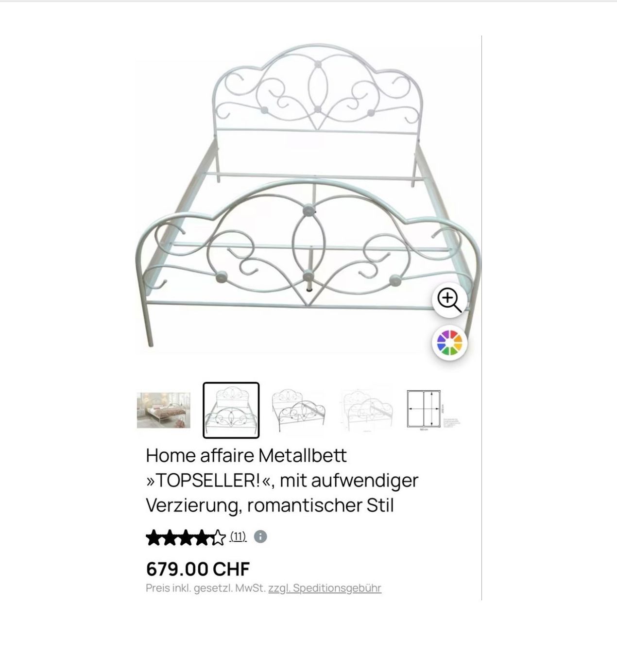 Letti: Romantisches Metallbett 180x200cm – Usato da Dübendorf venduto da alb_7rn8 2