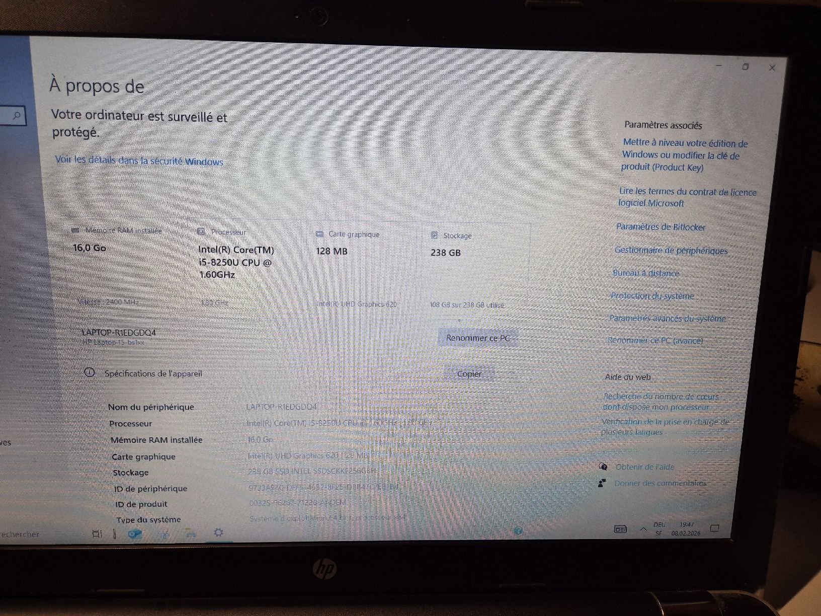 Hewlett Packard Notebook: HP i5, 16Go RAM, 238 Go SSD – Usato da Yverdon-les-Bains venduto da sac_8ztx 2