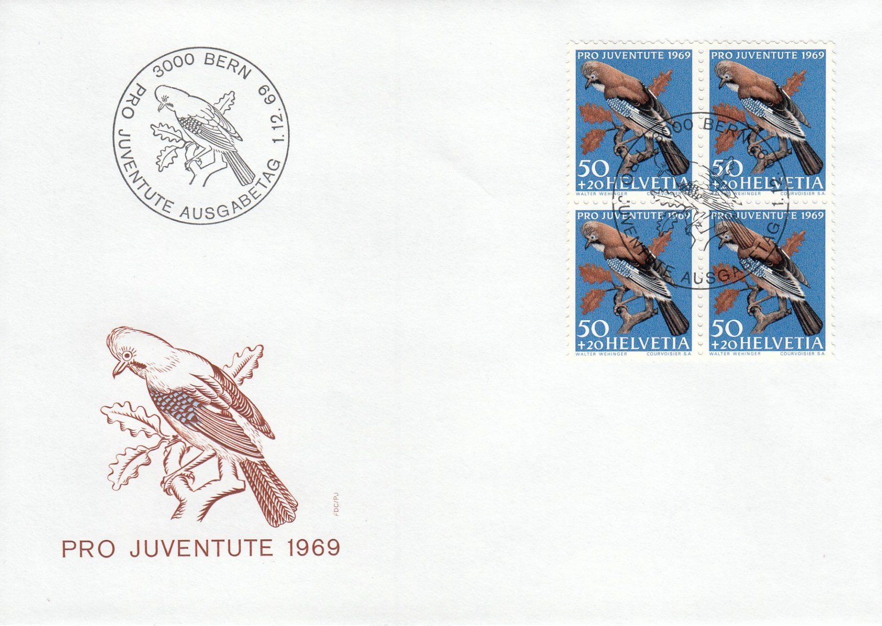 Tutti i francobolli: 1969 Pro Juventute Einheimische Vögel 3 FDC – Usato da Spreitenbach venduto da Mustang_1105 2