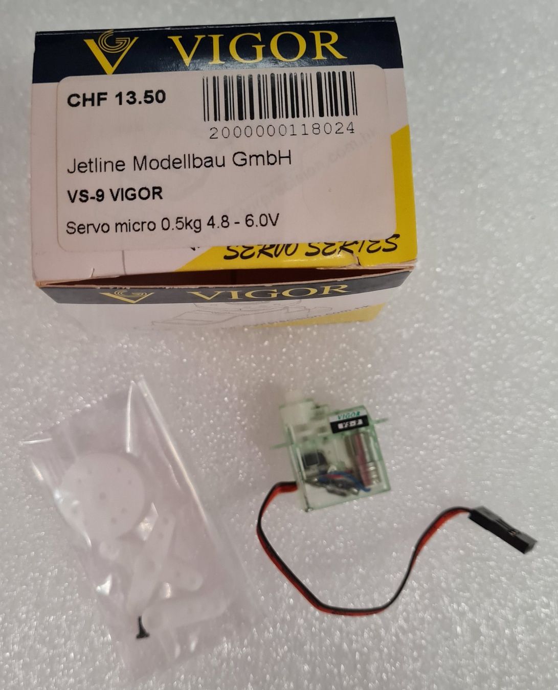 Modellismo RC: Vigor Micro Servo VS-9, 0.5kg, 4.8 - 6.0V – Nuovo e nell'imballaggio originale da Balsthal venduto da Jetline